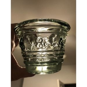 Beautiful Recycled Glass Flower Pot With Embossed Floral Swags From Spain